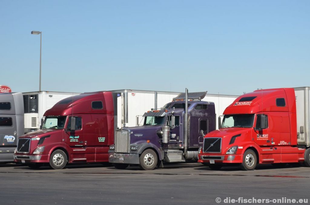 Trucks sind allgegenwÃ¤rtig
Durch die großen Entfernungen ist der Transport von Gütern nur mit Hilfe von Trucks möglich. 
Man könnte meinen, dass die Trucker Gefallen an Paraden finden. Imposant ist es allemal...
